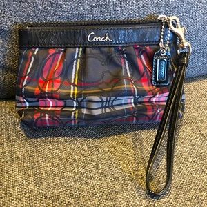 Coach Signature Tartan Plaid Wristlet